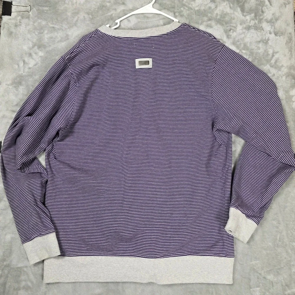 LRG‎ Lifted Research Group Striped V-Neck Cardigan 2XL Purple Gray 100% Cotton